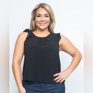 ZENOBIA-Short Ruffle Cap Sleeve Blouse